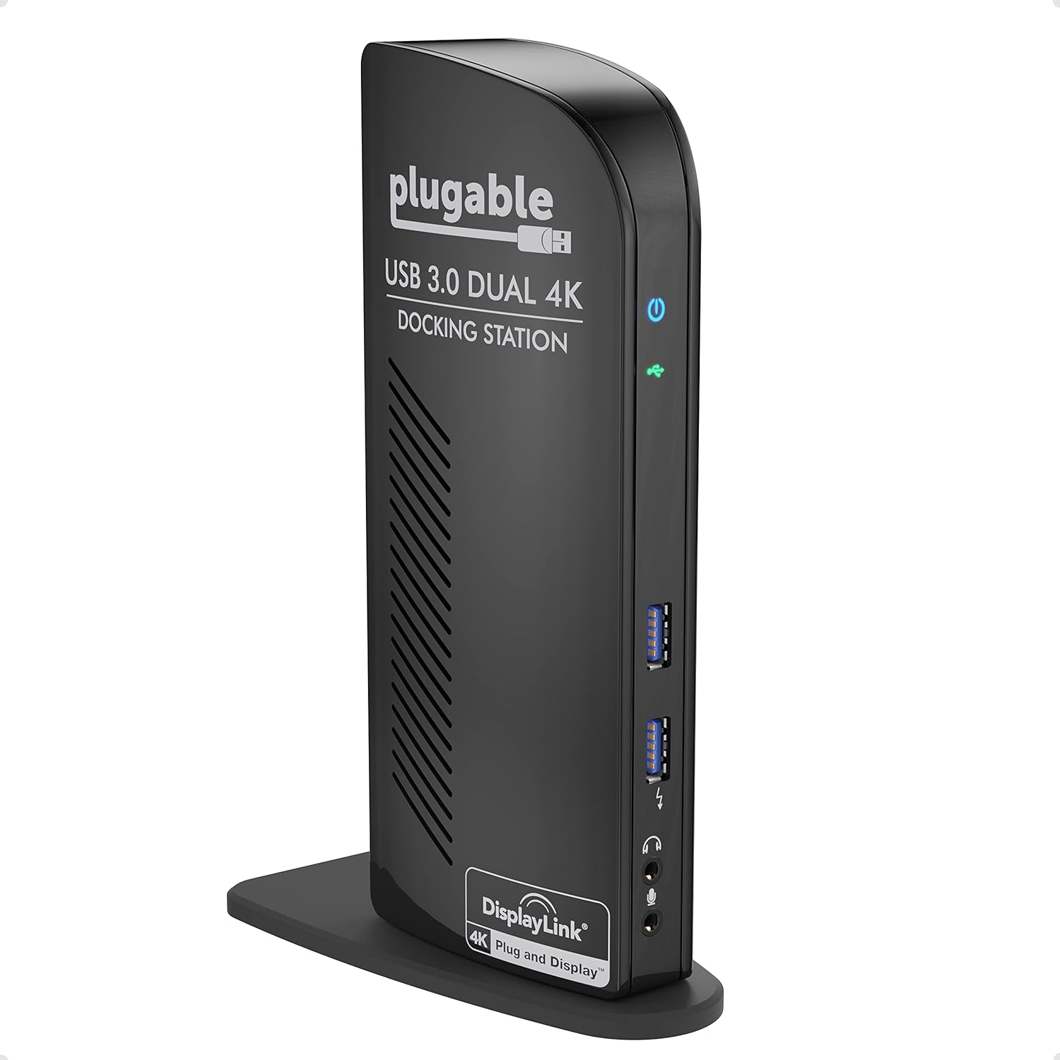 Plugable USB-C Dual DisplayPort 4K Monitor Universal Laptop Docking Station