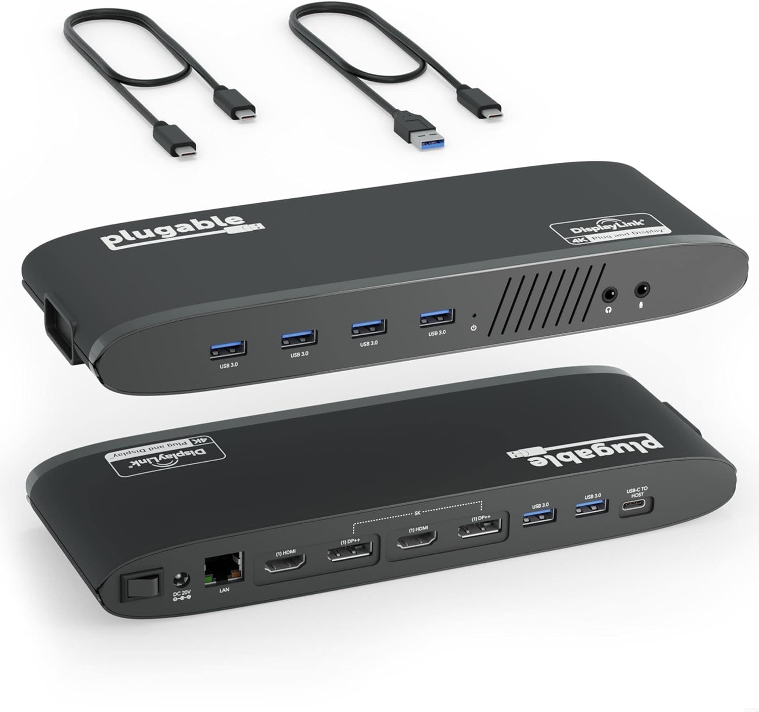 Plugable USB-C Dual 4K Display Horizontal Docking Station